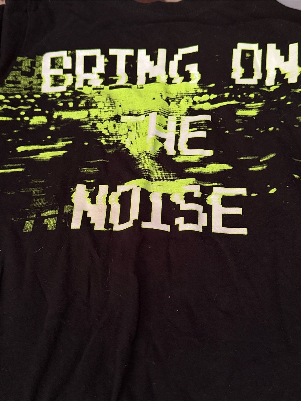 Xersion Black Tee with Neon Green 'Bring On The Noise' Graphic size 14-16
